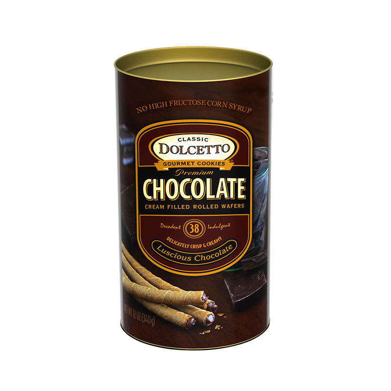 Dolcetto Wafer Rolls Canister Chocolate 12 oz  - My Essentials Club