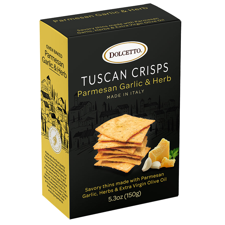 Dolcetto Tuscan Crisps Box Parmesan Garlic & Herb 5.3 oz  - My Essentials Club