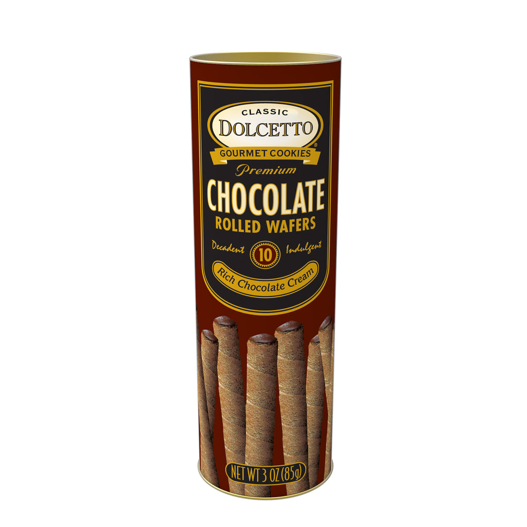 Dolcetto Wafer Rolls Canister Chocolate 3 oz  - My Essentials Club