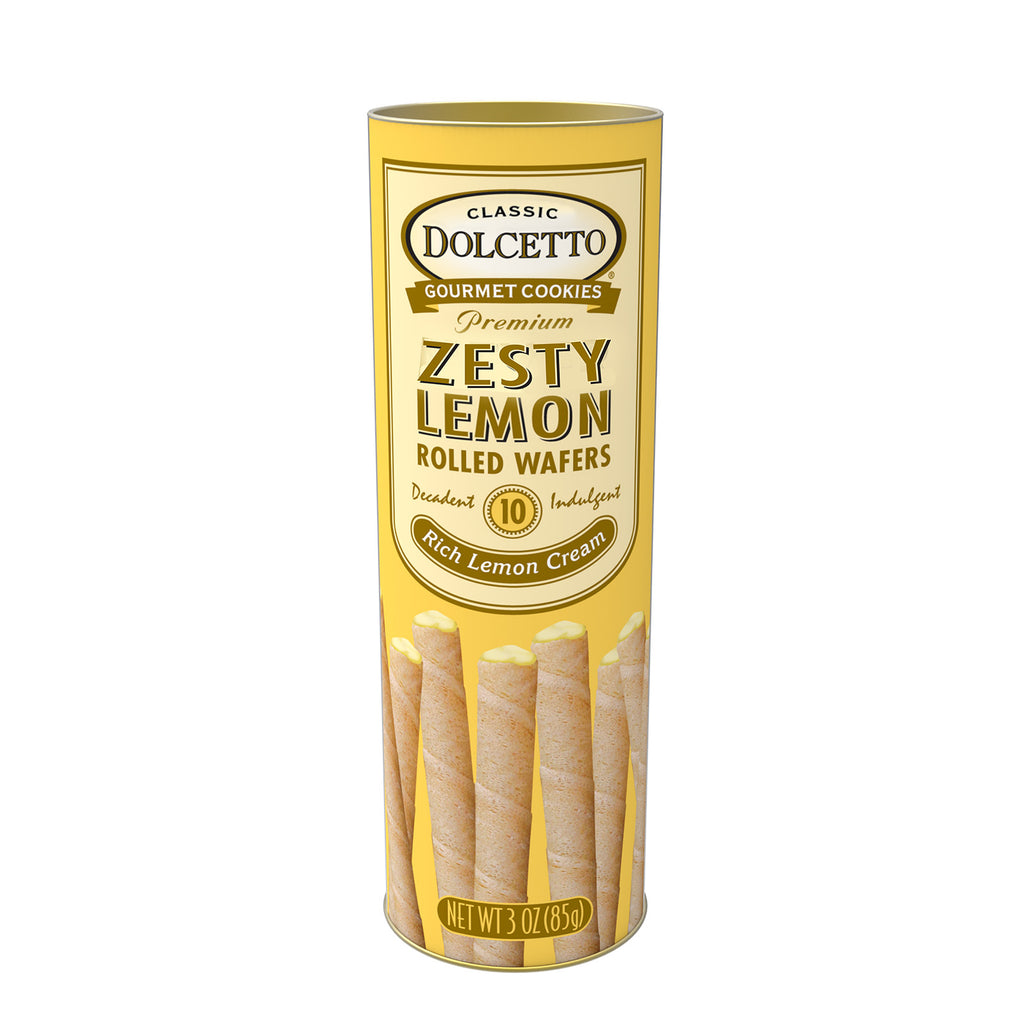 Dolcetto Wafer Rolls Canister Zesty Lemon 3 oz  - My Essentials Club