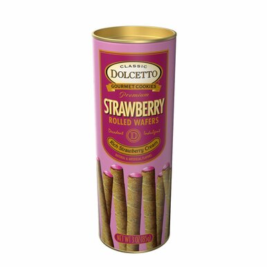 Dolcetto Wafer Rolls Canister Strawberry 3 oz  - My Essentials Club