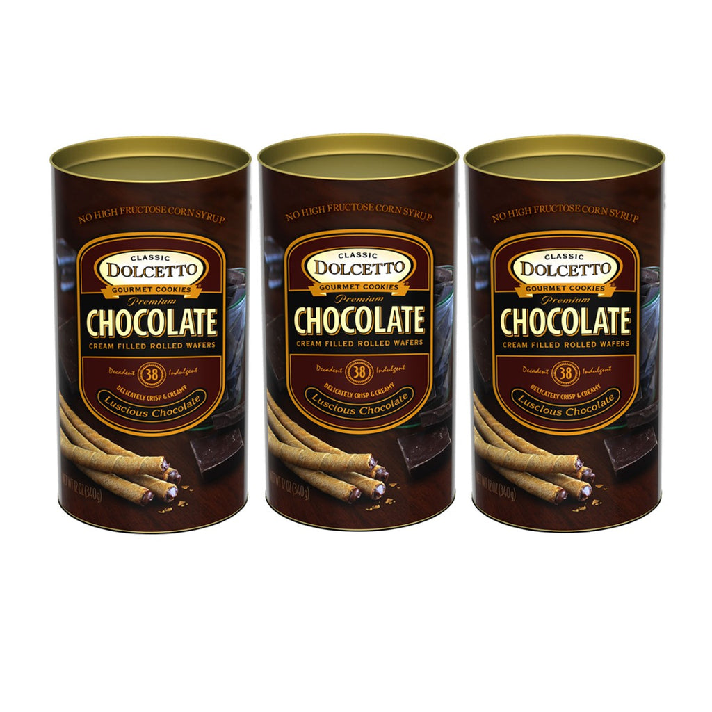 Dolcetto Wafer Rolls Canister Chocolate 12 oz - My Essentials Club