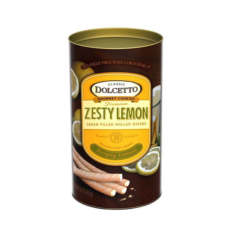 Dolcetto Wafer Rolls Canister Zesty Lemon 12 oz  - My Essentials Club