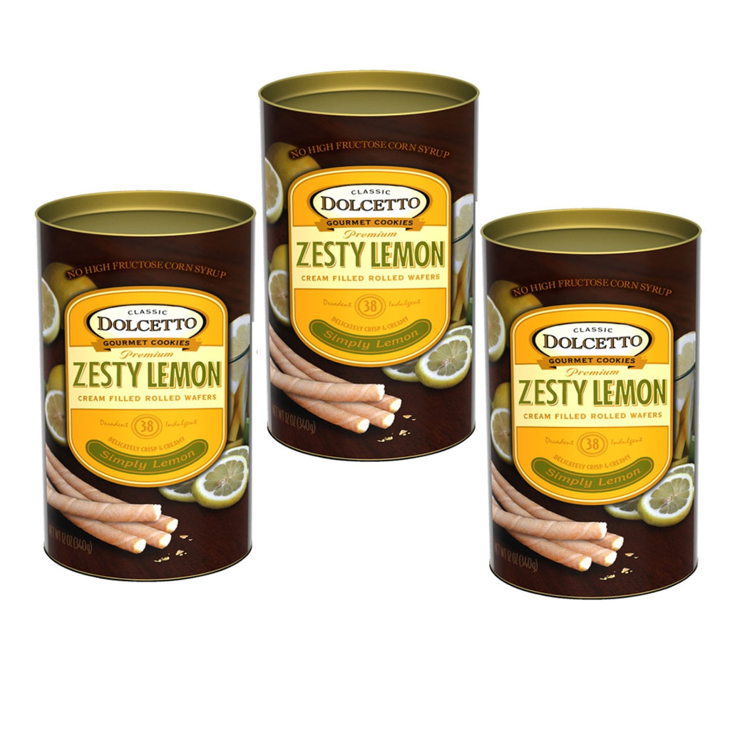Dolcetto Wafer Rolls Canister Zesty Lemon 12 oz - My Essentials Club