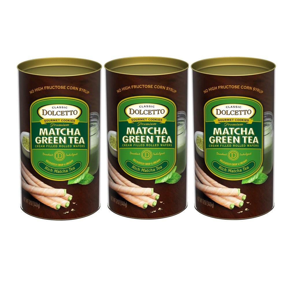 Dolcetto Wafer Rolls Canister Matcha Green Tea 12 oz - My Essentials Club
