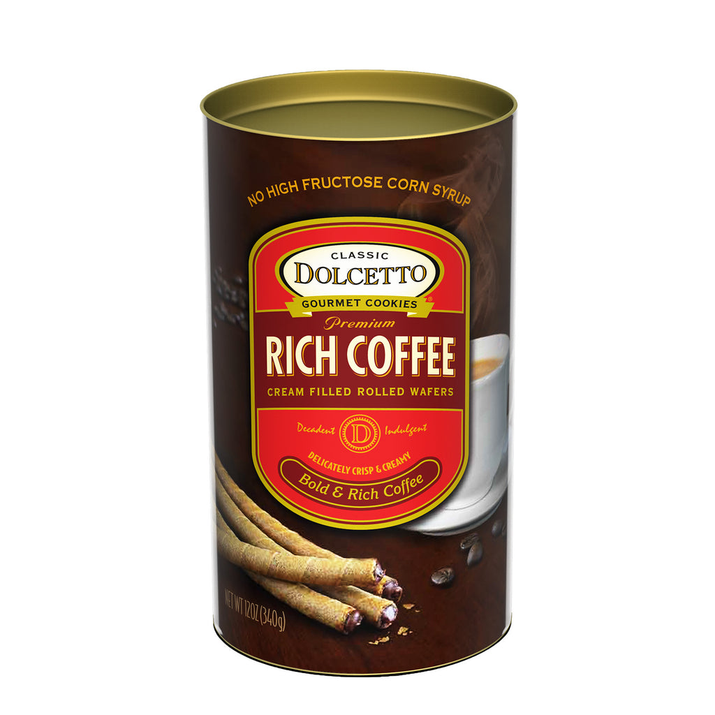 Dolcetto Wafer Rolls Canister Rich Coffee 12 oz  - My Essentials Club